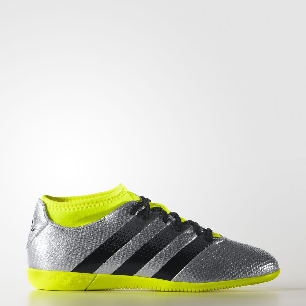 Adidas Ace 16.3 Primemesh Indoor - ποδοσφαιρικα παπουτσια για αγορια - Ασημι Μεταλλικός/Μαυρα/Κίτριν